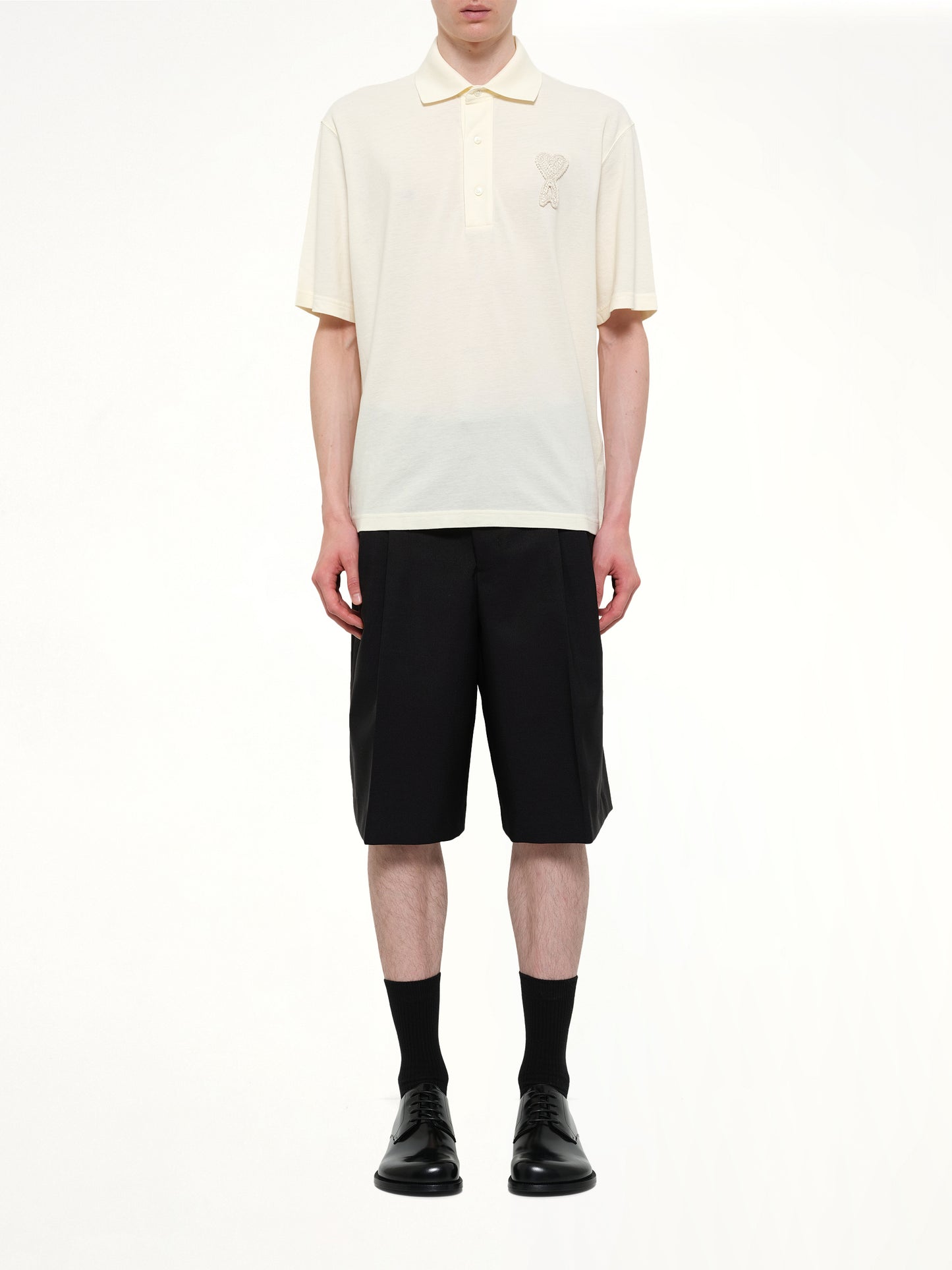 Knitted ADC Boxy Polo in Off White