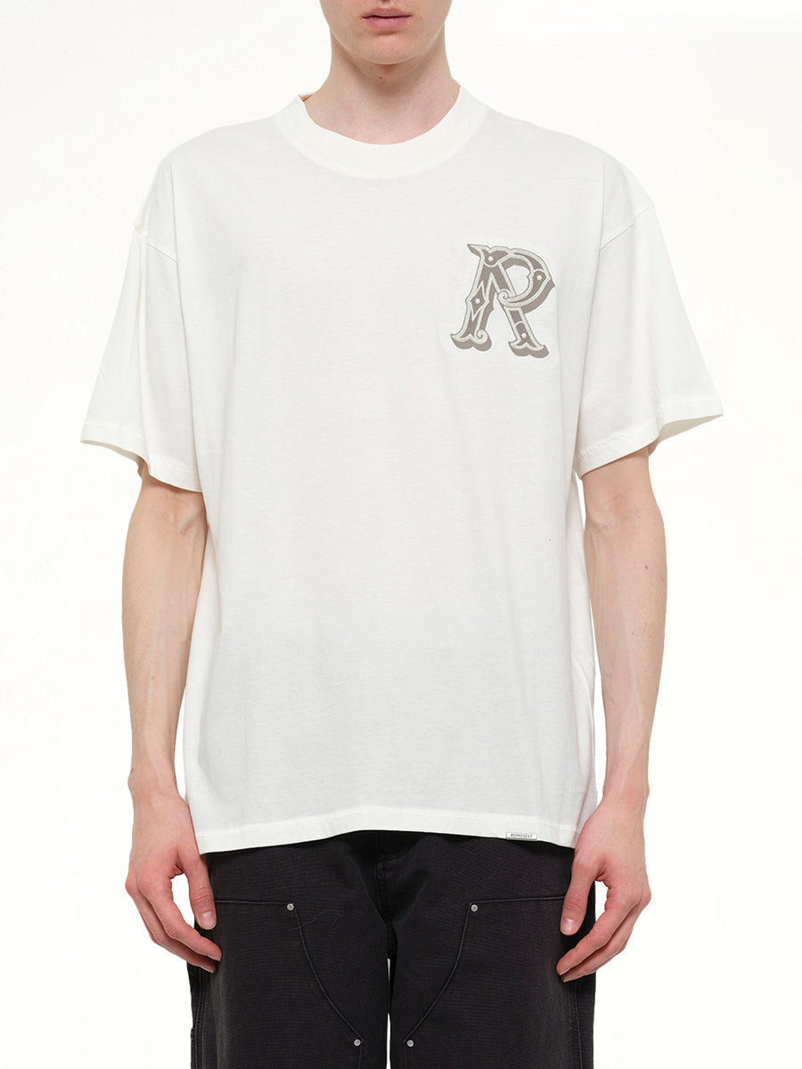Western Initial T-Shirt in Flat White