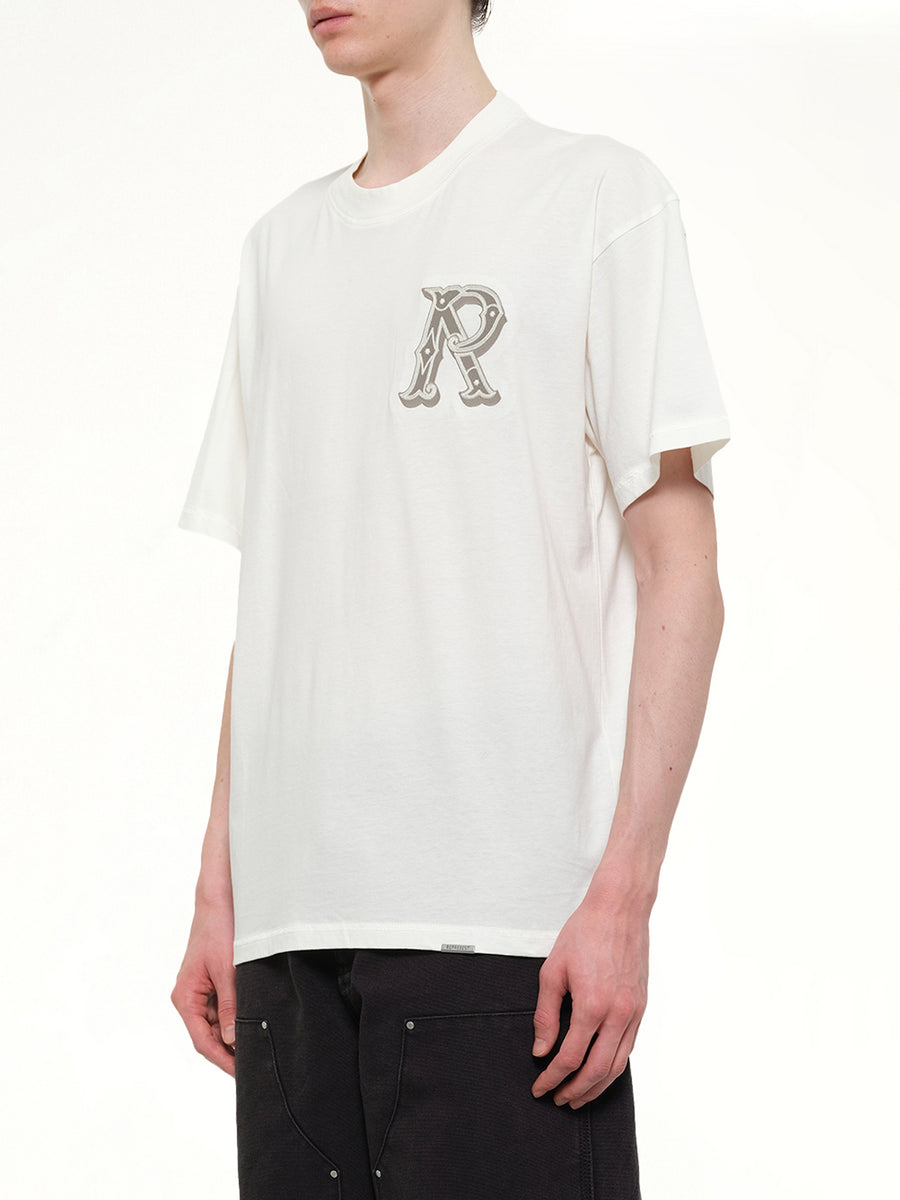 Western Initial T-Shirt in Flat White
