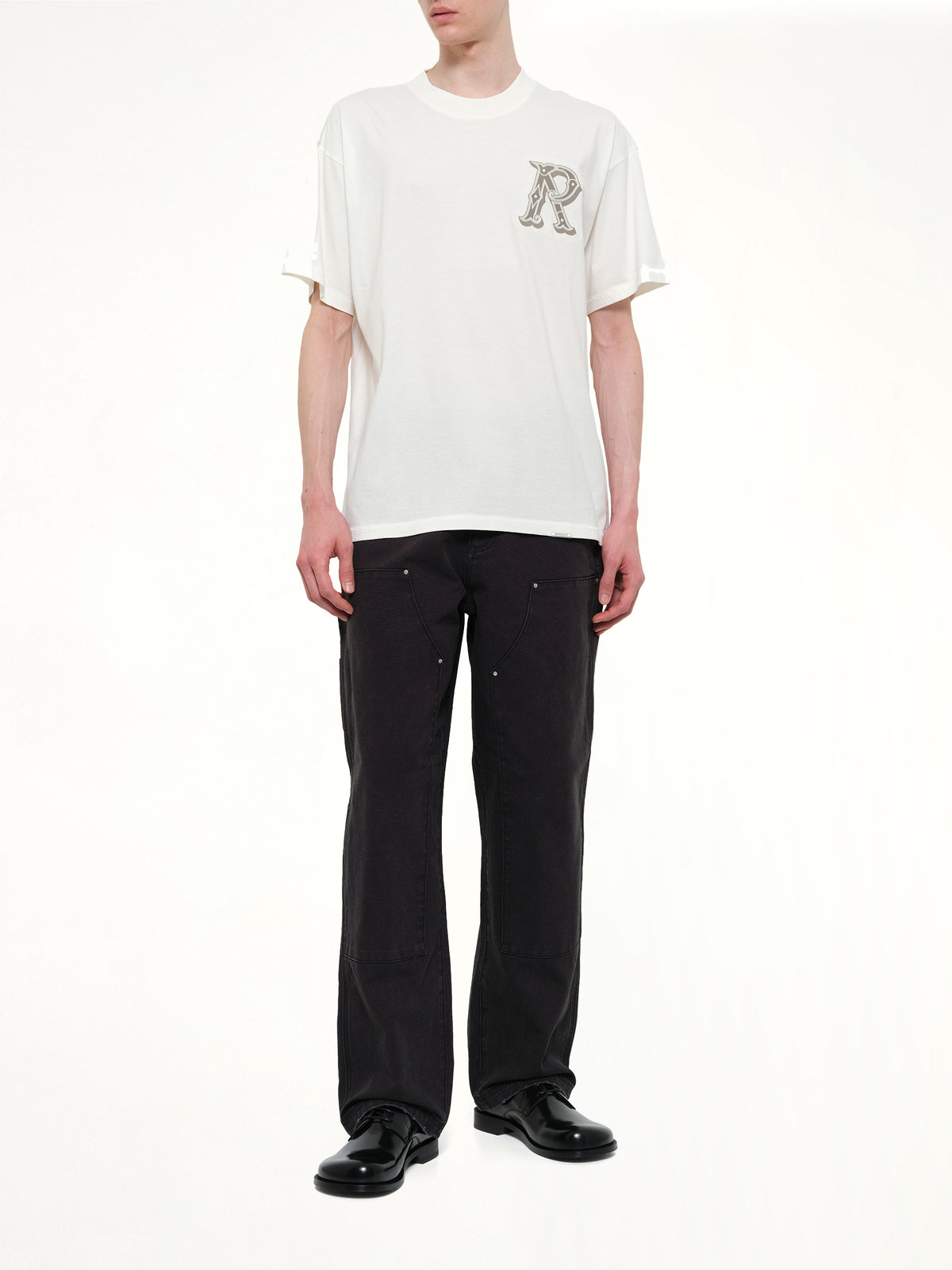 Western Initial T-Shirt in Flat White
