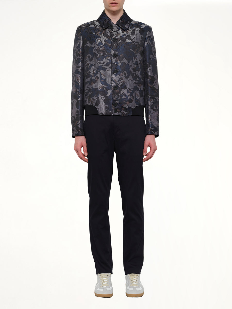 Jacquard Bomber Jacket in Blue