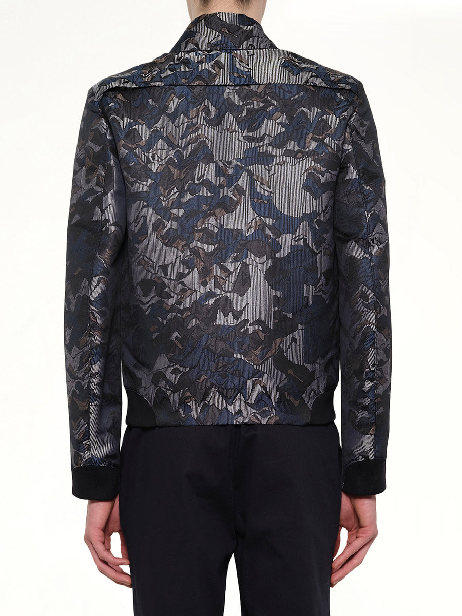 Jacquard Bomber Jacket in Blue