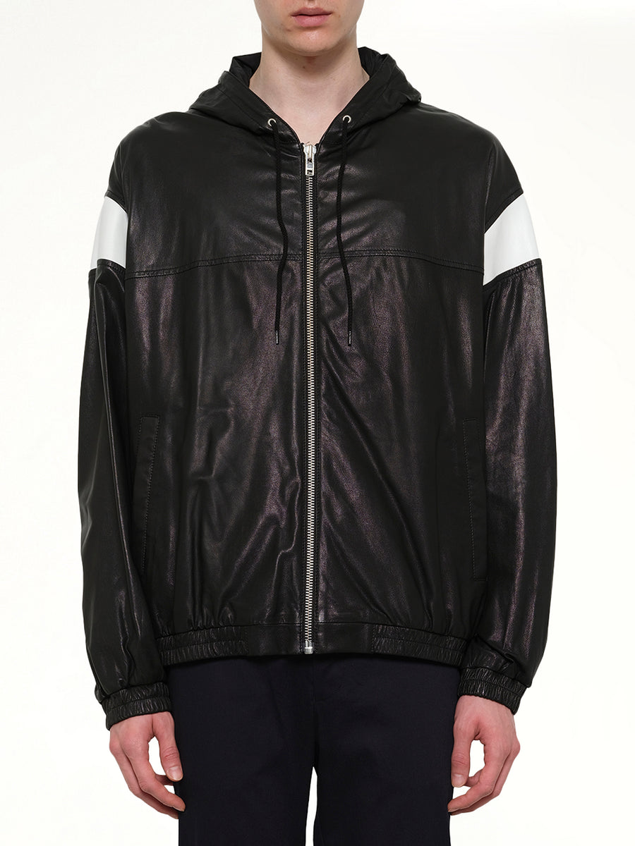 Hyper Logo Leather Jacket in Black
