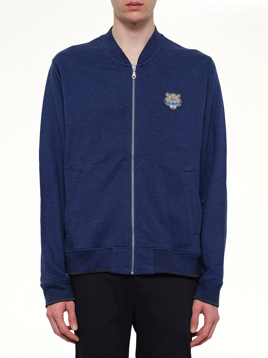 Tiger Zip Cardigan in Navy