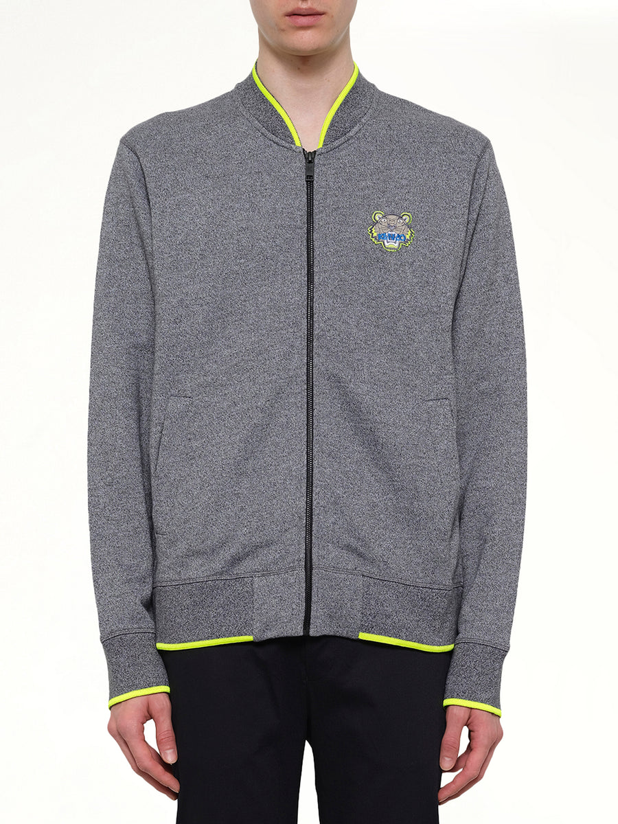 Tiger Zip Cardigan in Grey