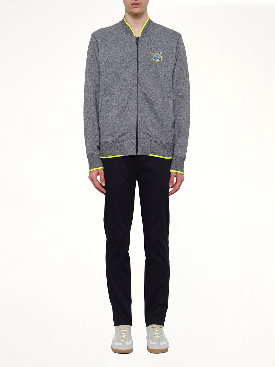 Tiger Zip Cardigan in Grey
