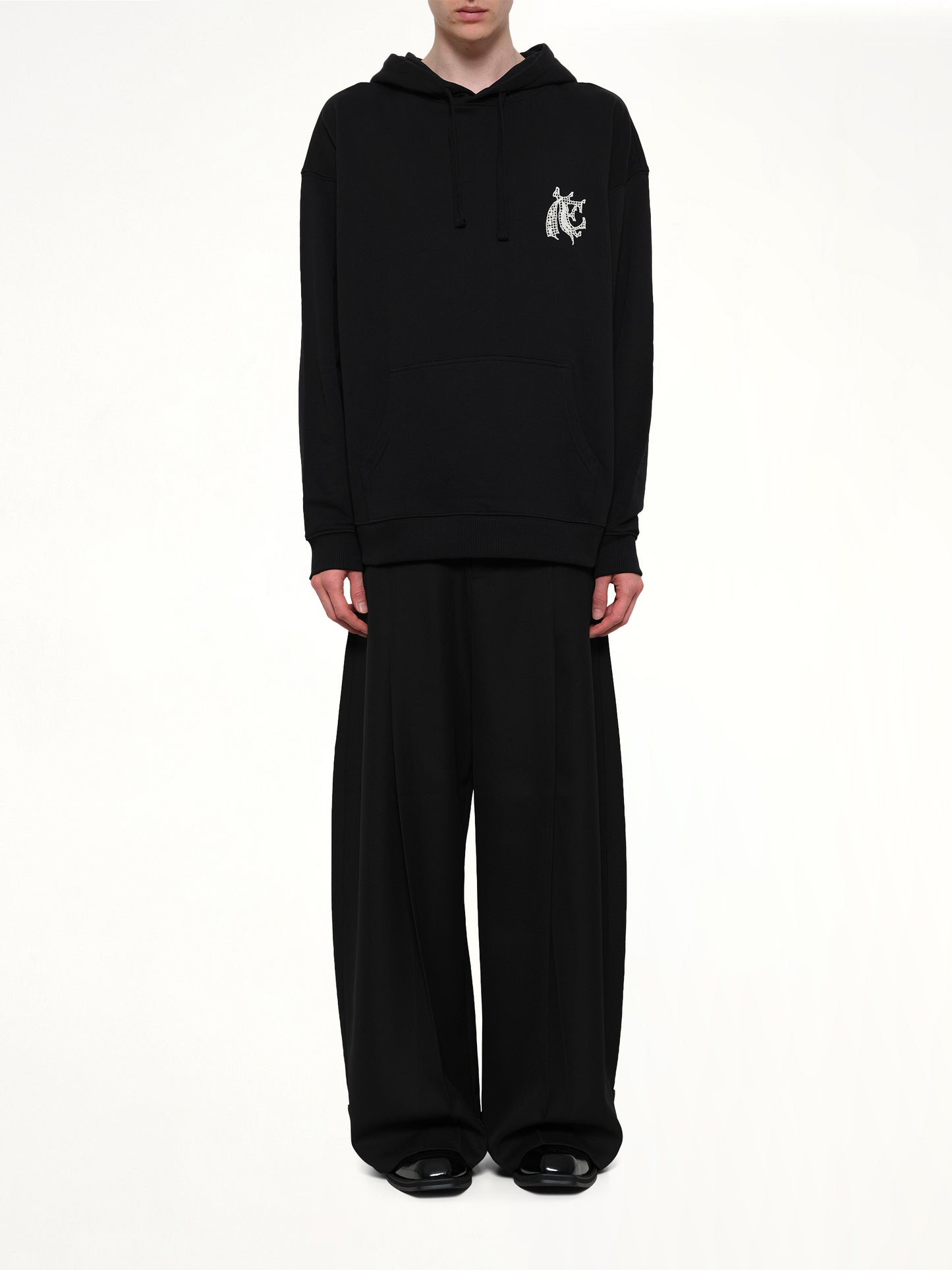 Hermine Print Cotton Hoodie in Black