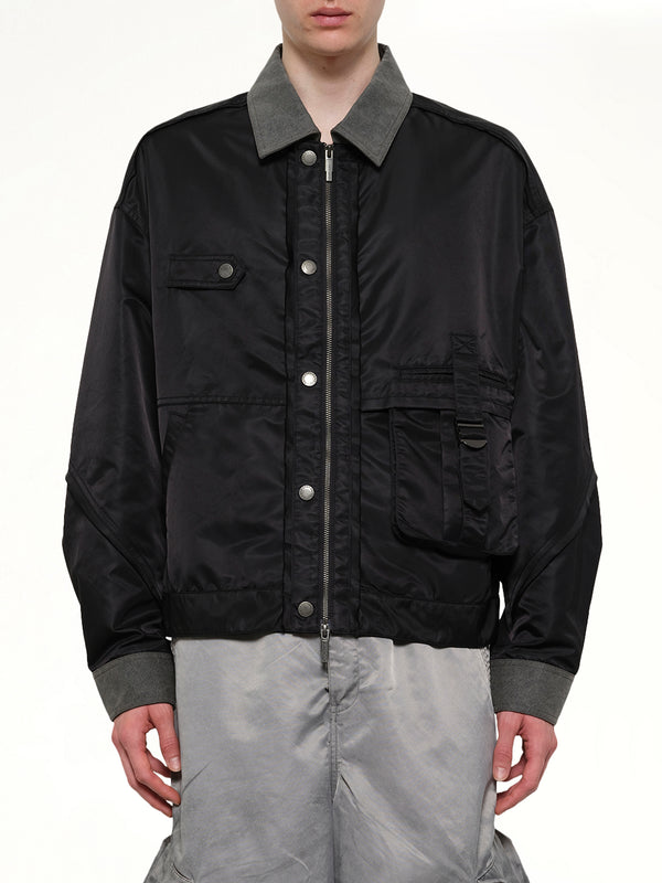 Deconstructed Nylon Jacket in Black