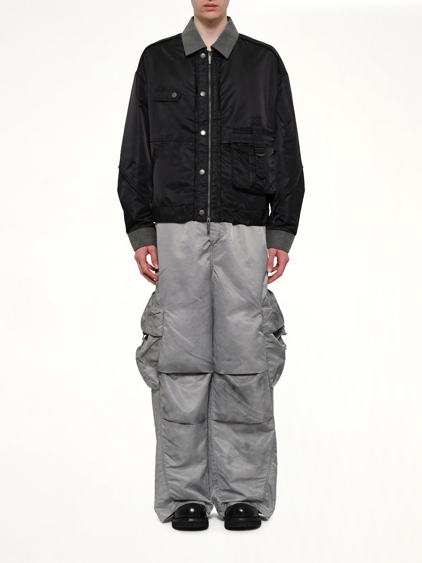 Deconstructed Nylon Jacket in Black