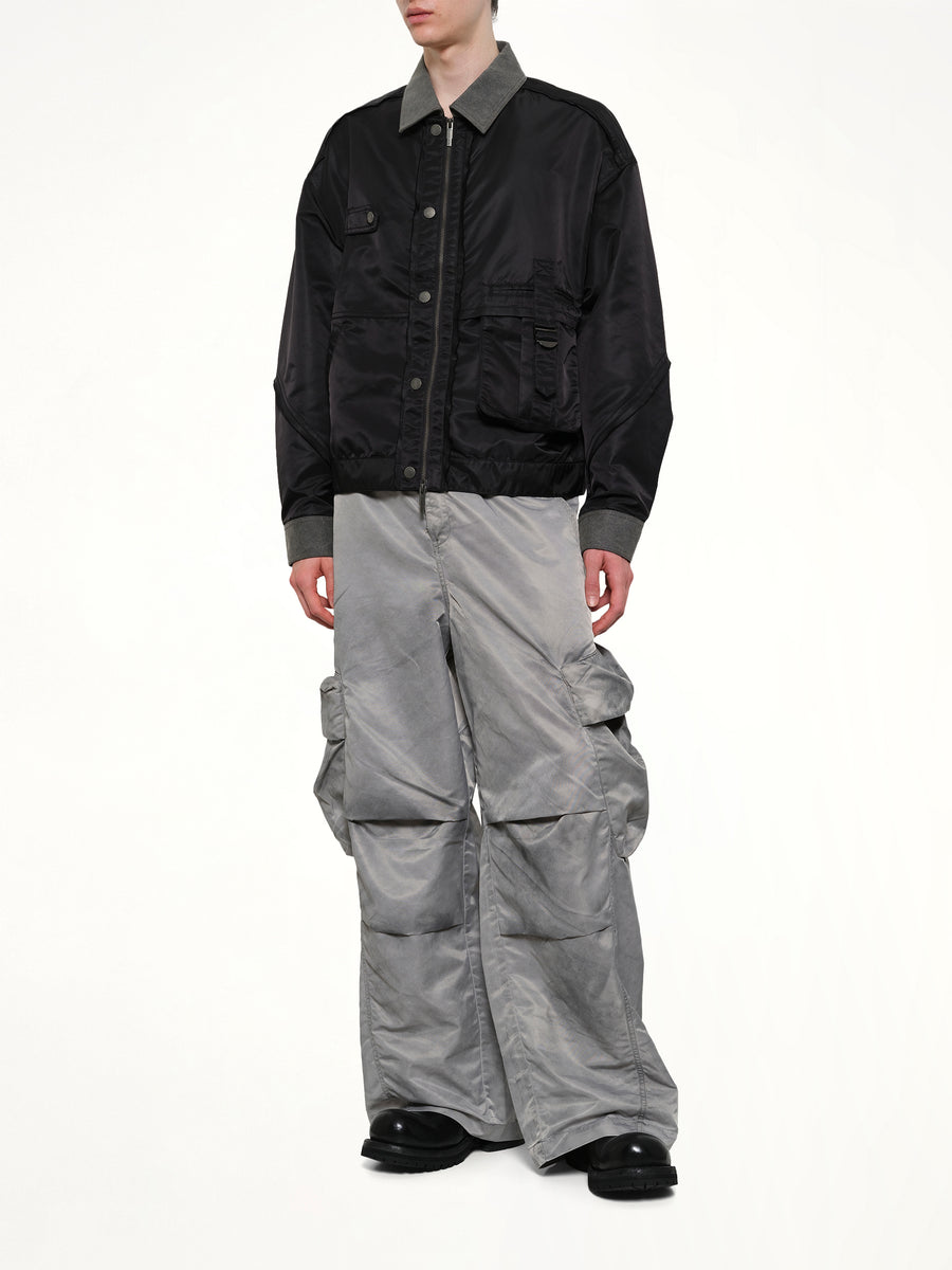 Deconstructed Nylon Jacket in Black