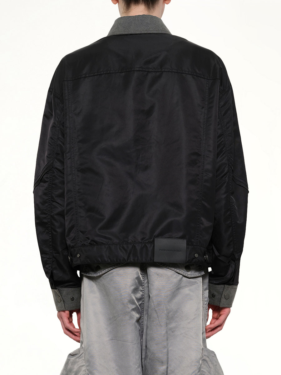 Deconstructed Nylon Jacket in Black