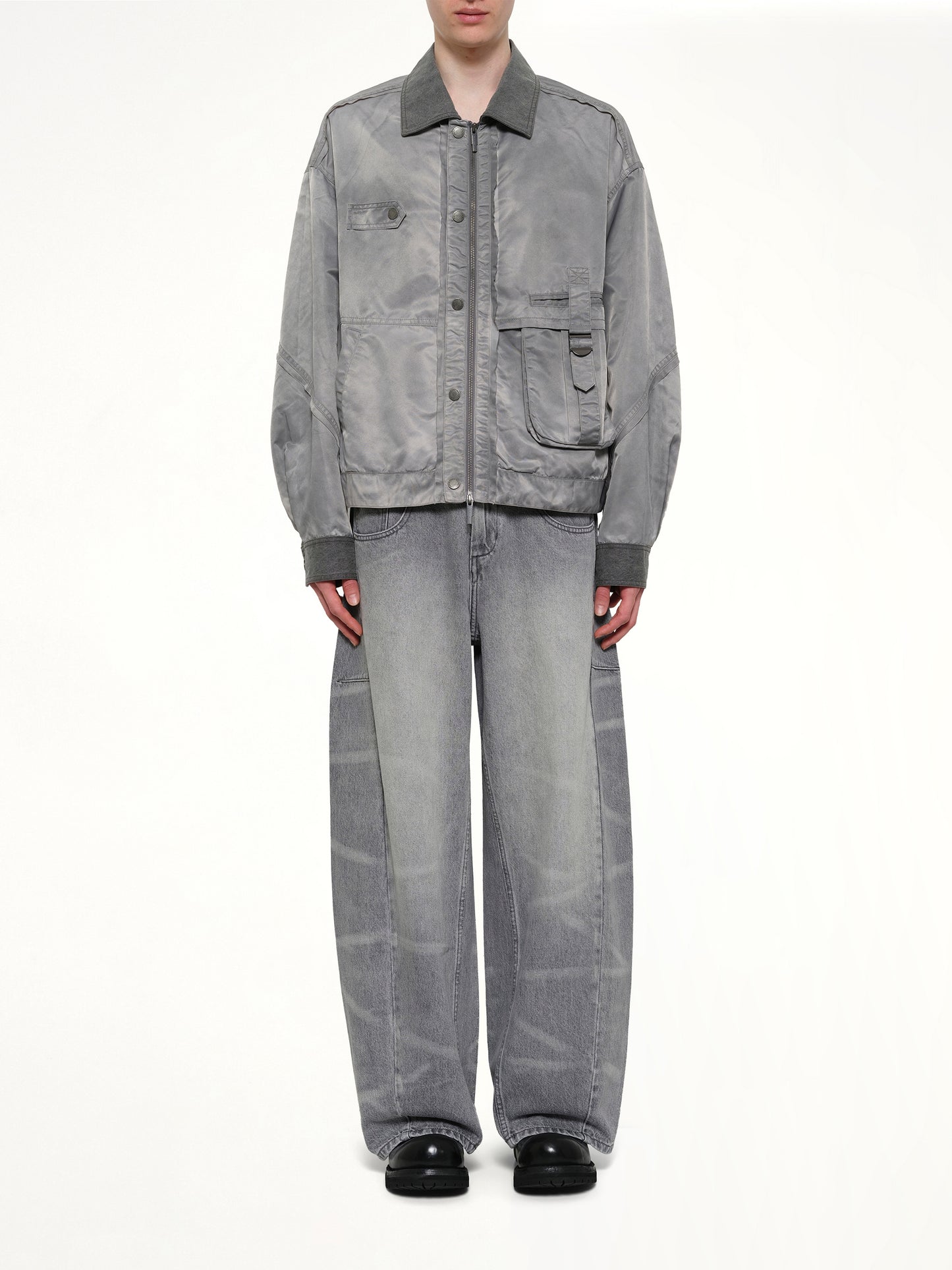 Sandwashed Nylon Jacket in Grey