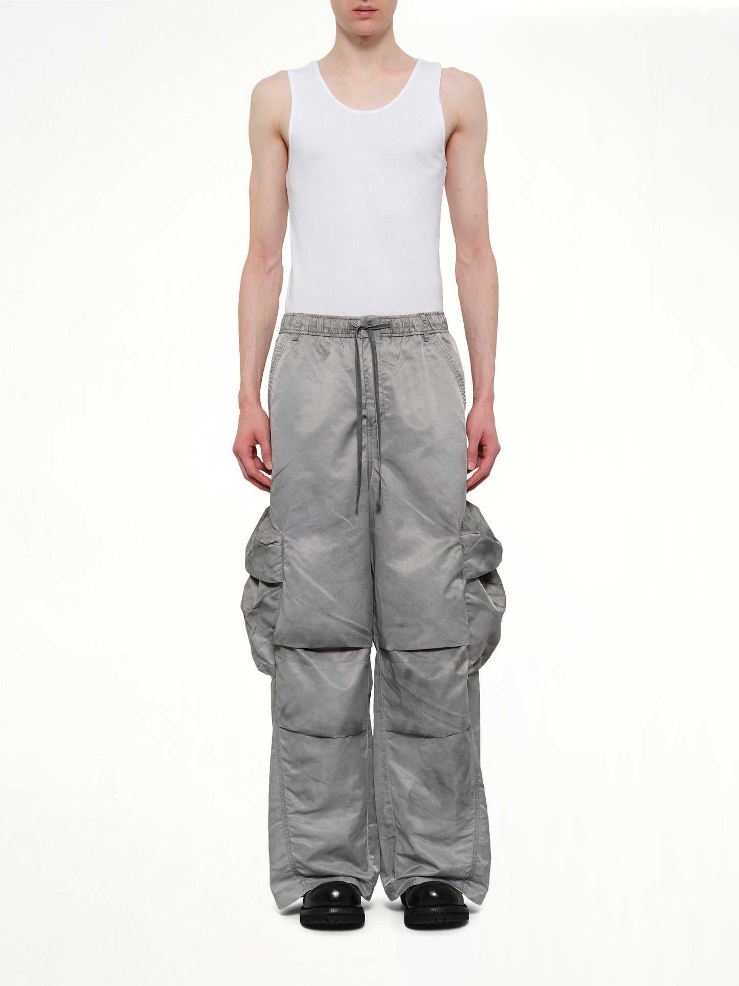Sandwashed Nylon Cargos in Grey