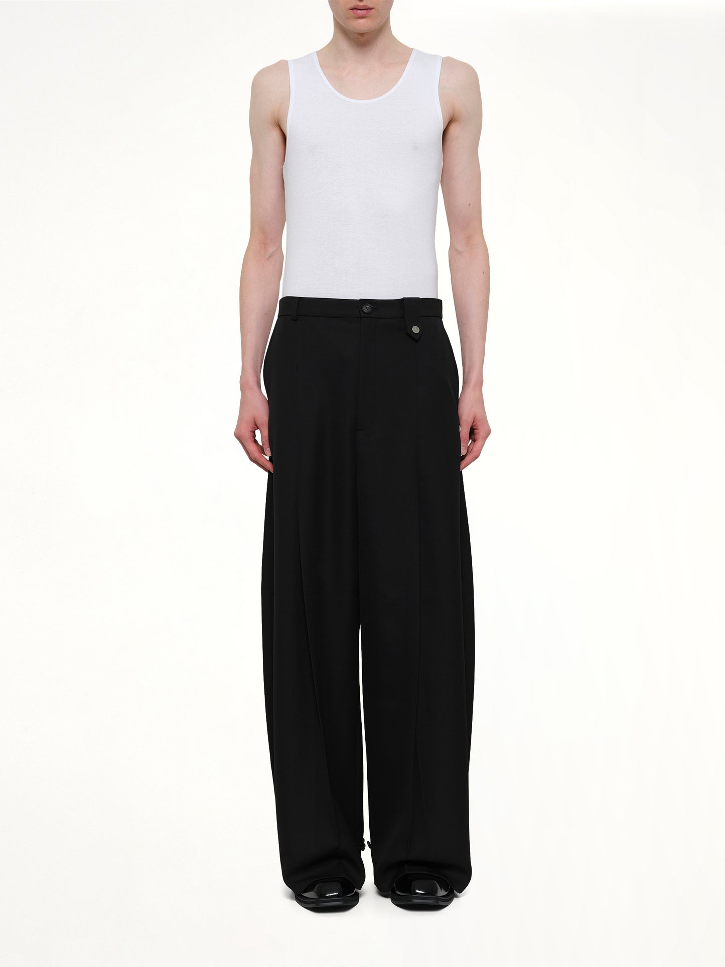 Fluid Tailored Wide Leg Pants in Black