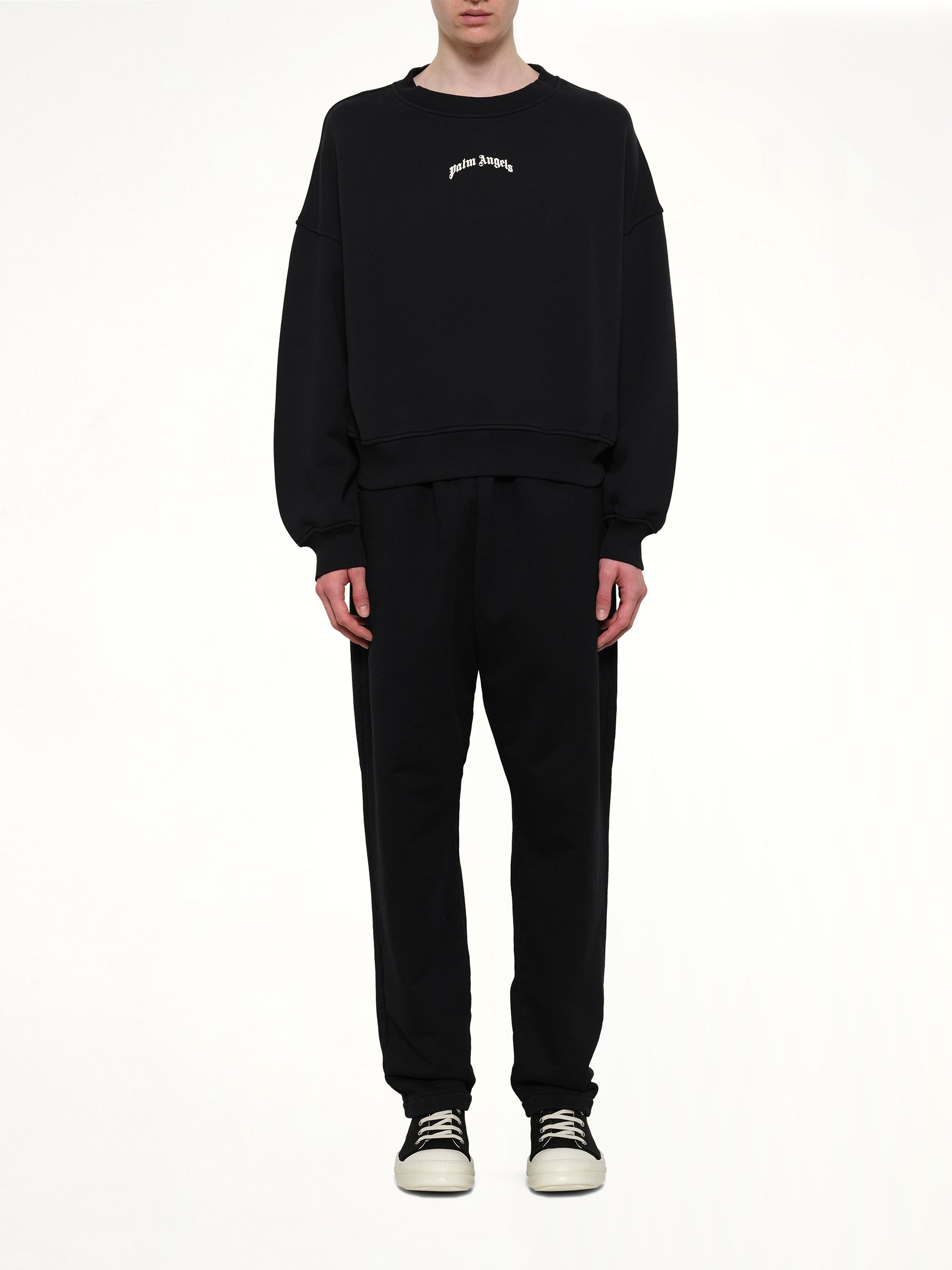 Back Curved Logo Loose Sweatshirt in Black/Off White