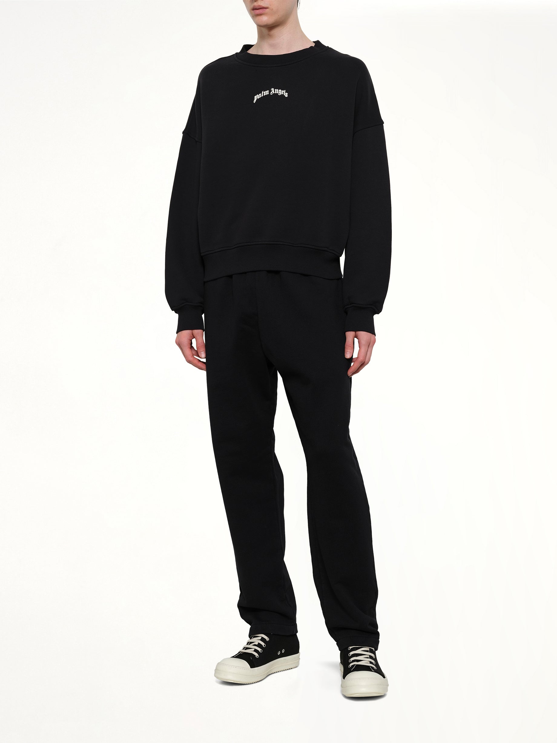 Back Curved Logo Loose Sweatshirt in Black/Off White