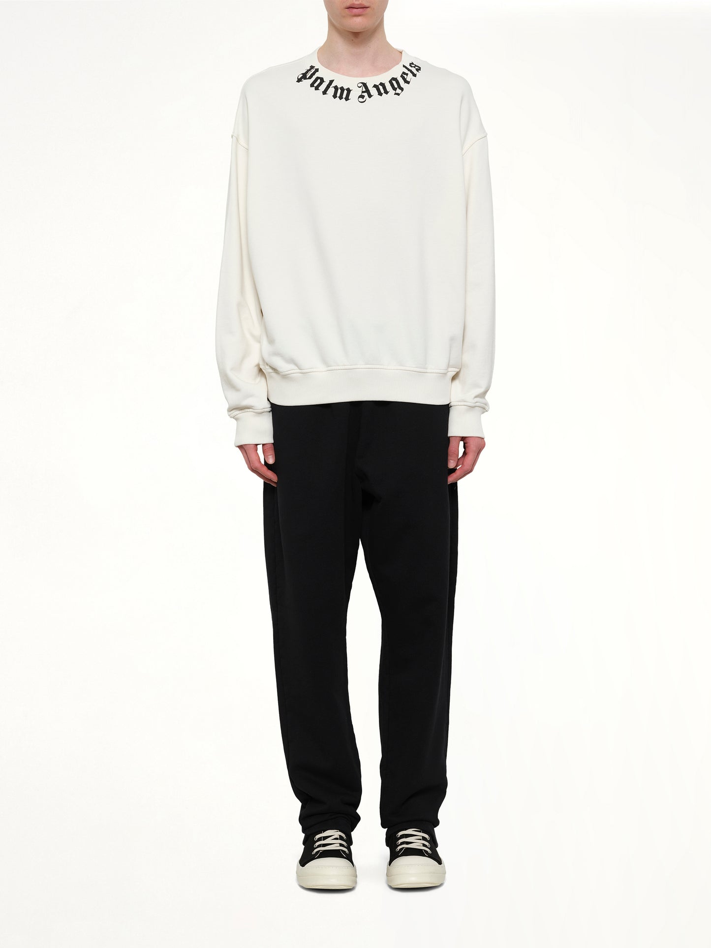 Neck Logo Regular Sweatshirt in Off White/Black