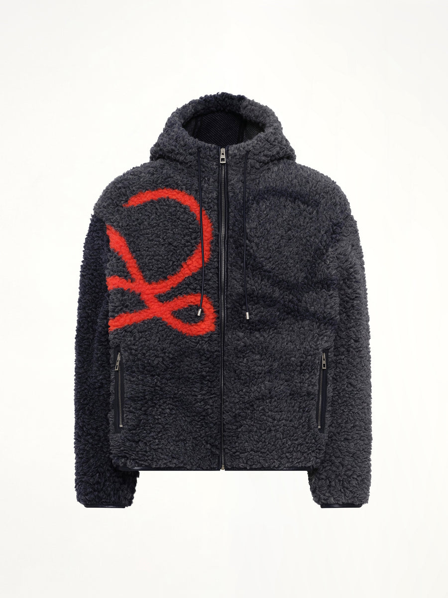 Hooded Jacket in Navy/Orange