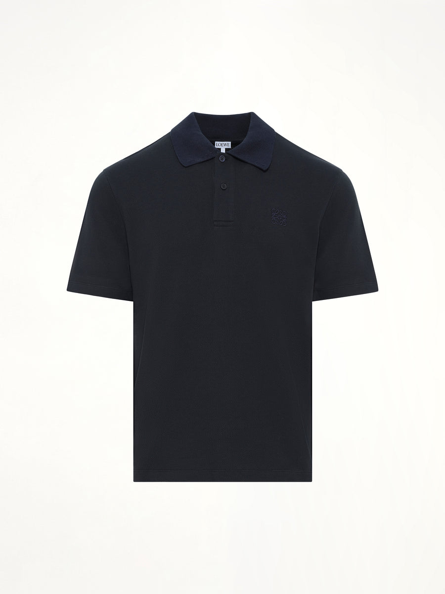 Tonal Anagram Polo in Navy Blue