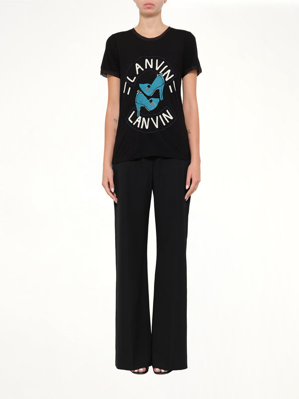 Lanvin Embroidered Jeresy Top in Black