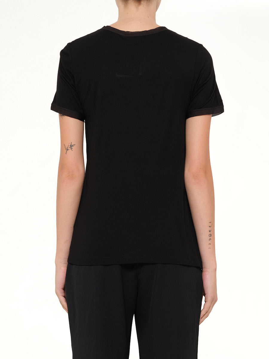 Lanvin Embroidered Jeresy Top in Black