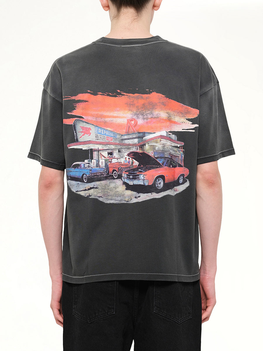 24 Hour Service T-Shirt in Stained Black