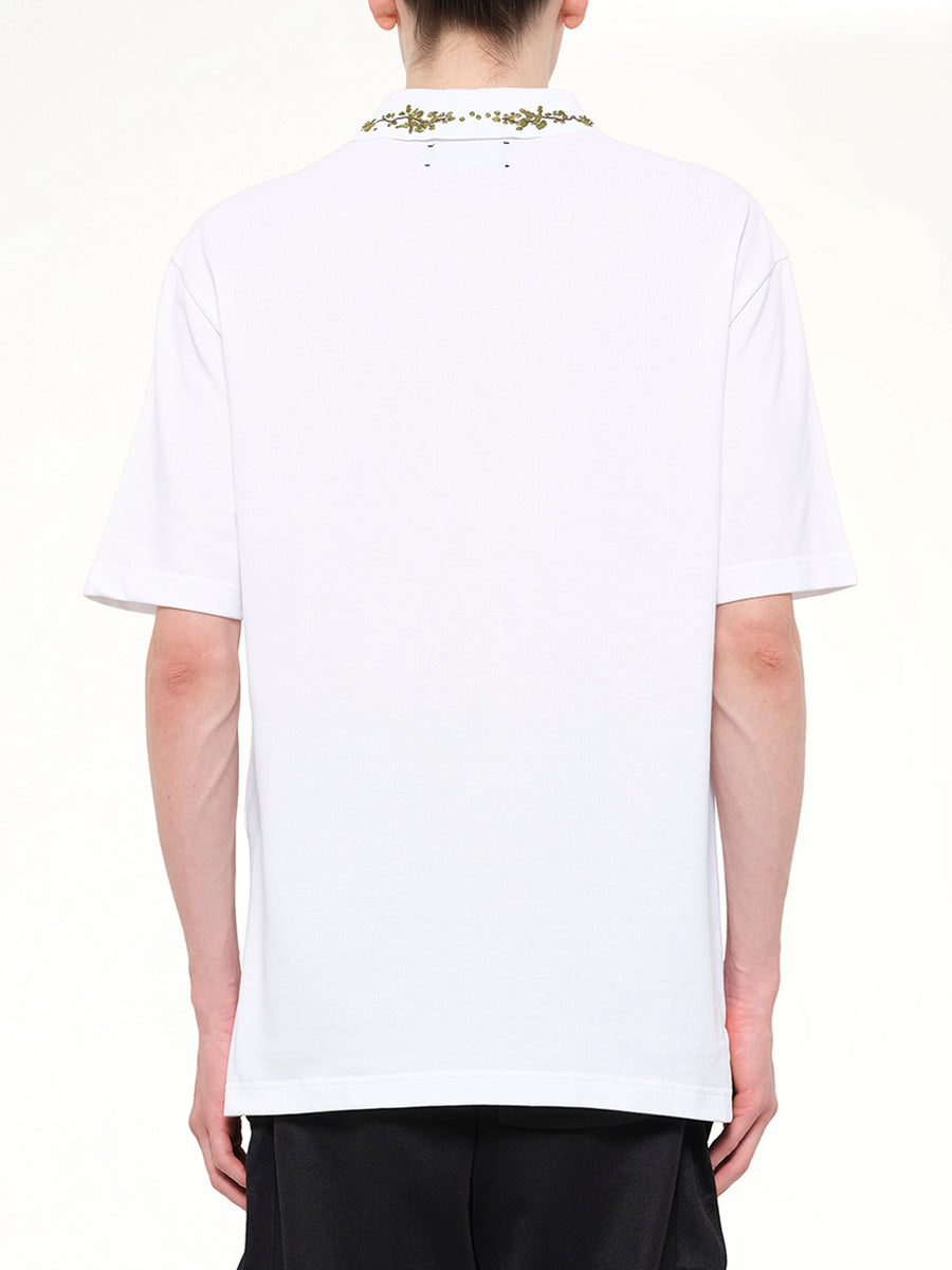 Amiri Floral Collar Polo in White