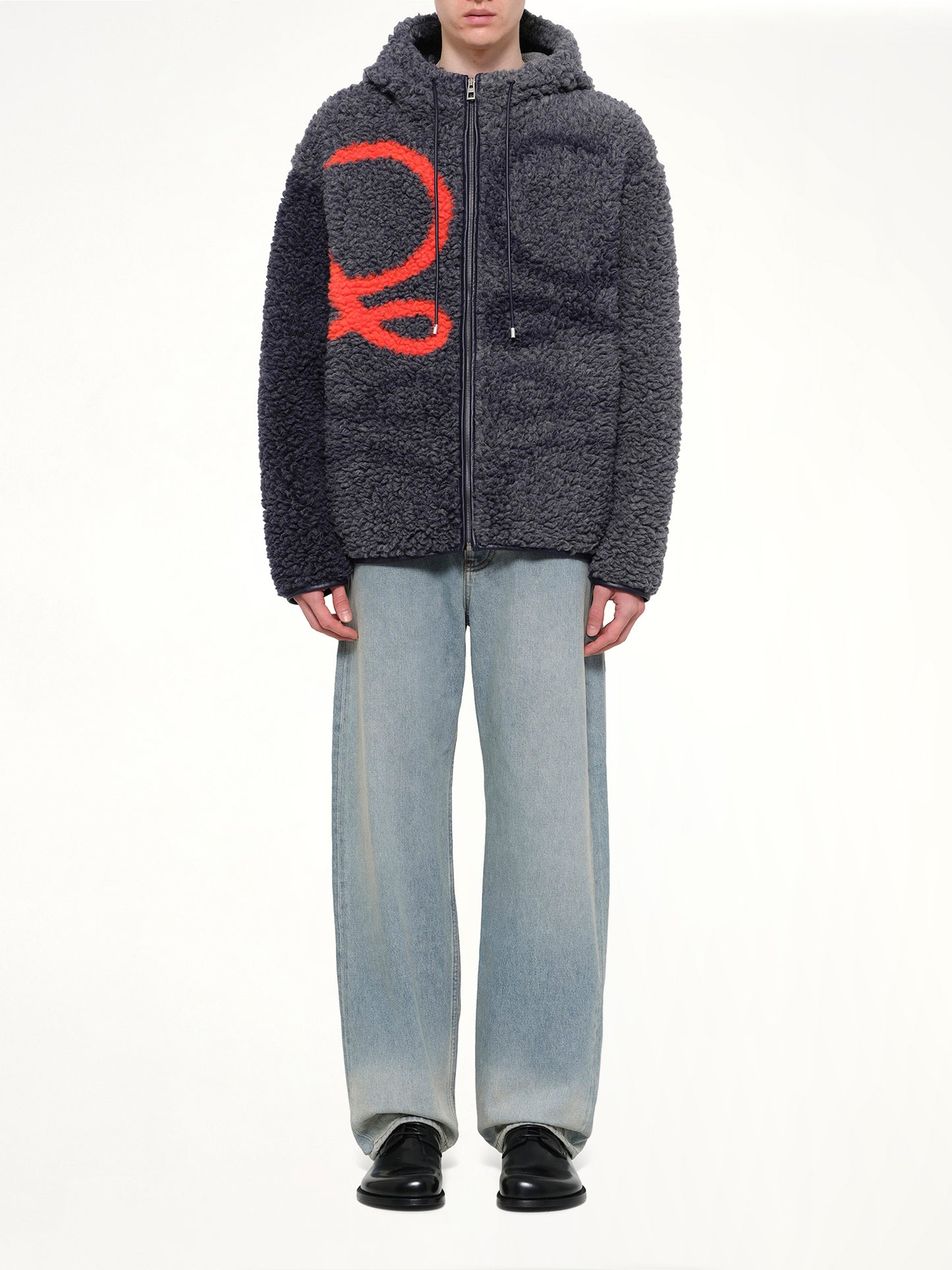 Hooded Jacket in Navy/Orange