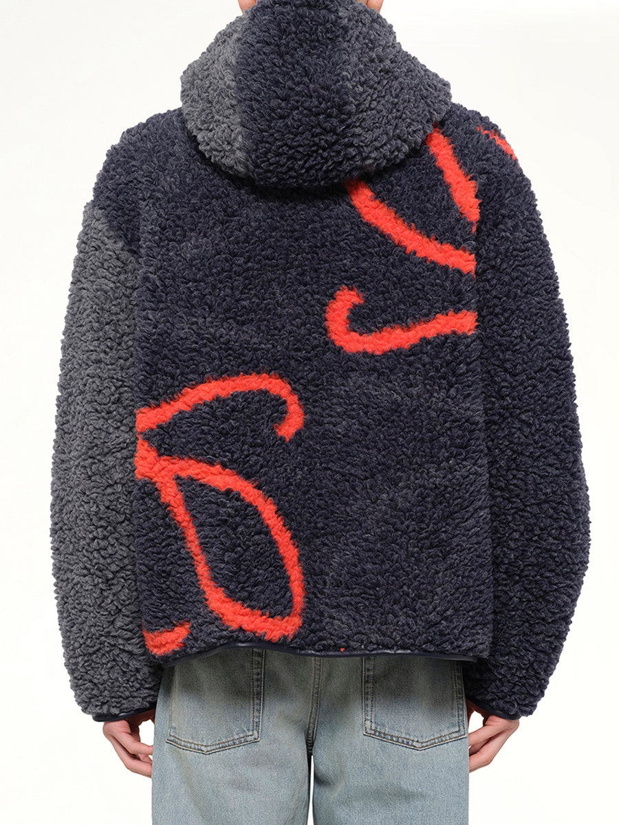 Hooded Jacket in Navy/Orange