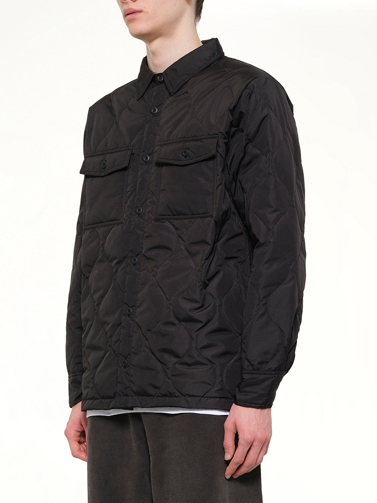 Military Down Shirt in Black