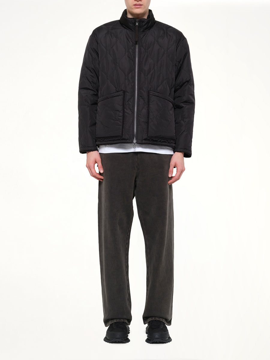 Military Reversible Down Boa Jacket in Black