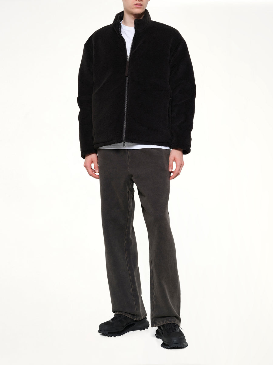 Military Reversible Down Boa Jacket in Black