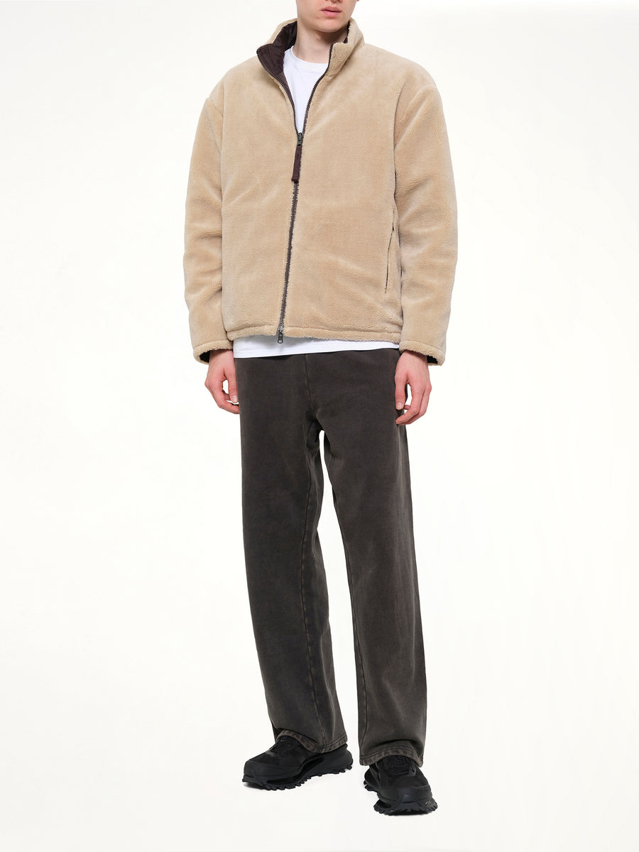Military Reversible Down Boa Jacket in Dark Chocolate