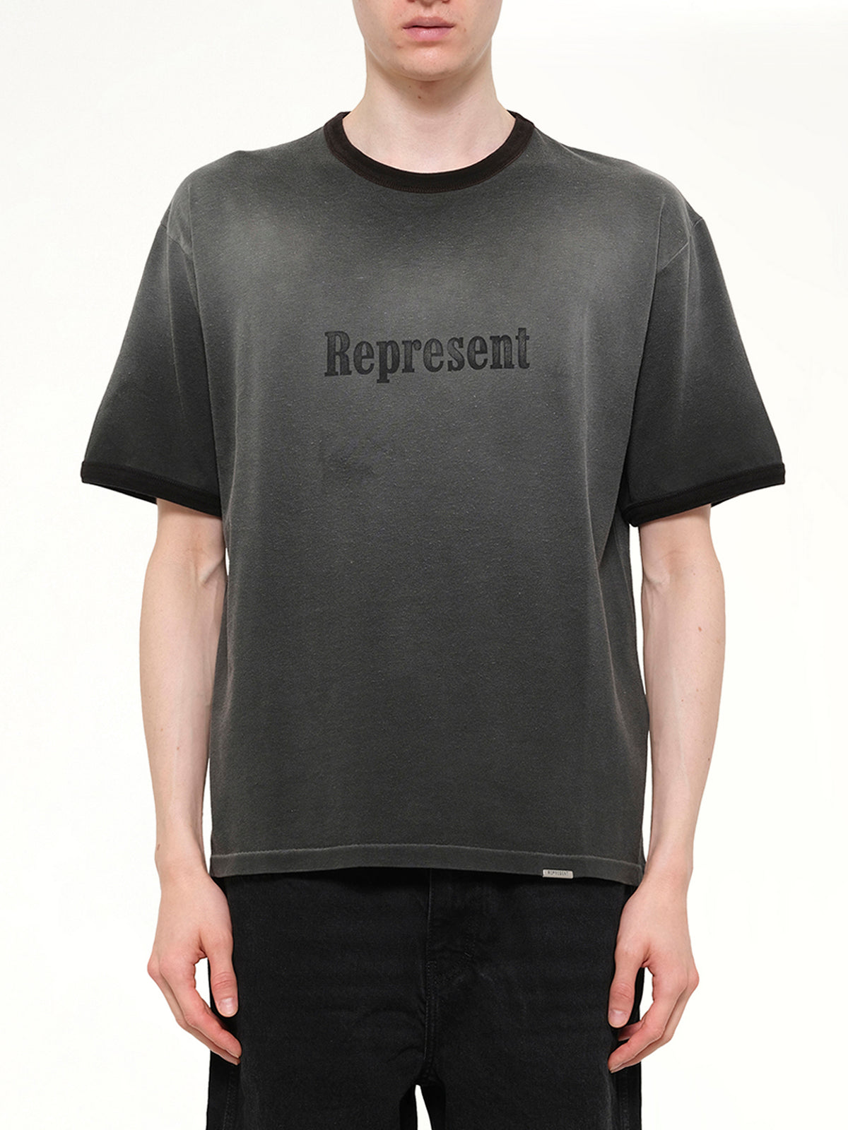 Represent Ringer T-Shirt in Stained Black