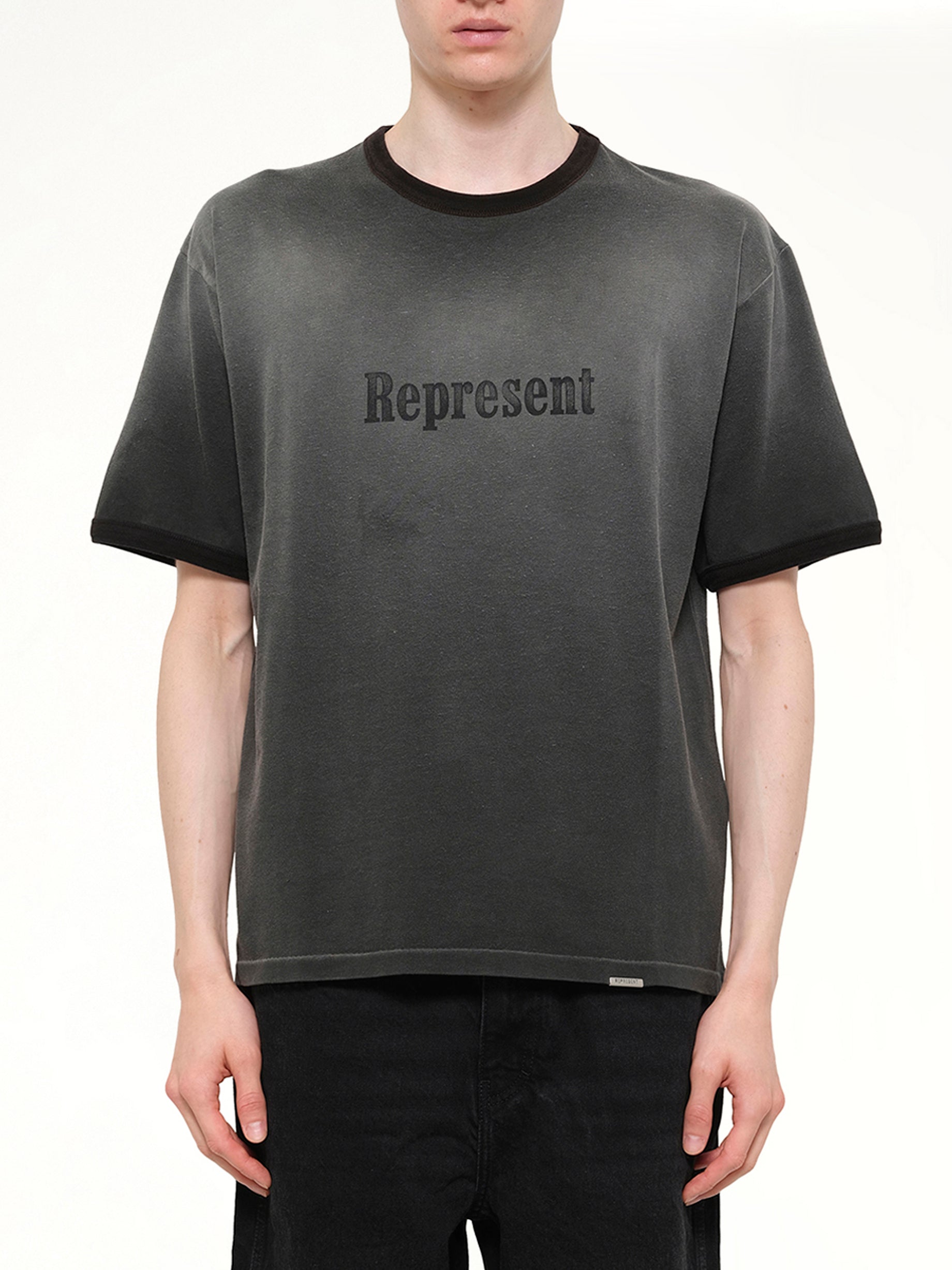 Represent Ringer T-Shirt in Stained Black