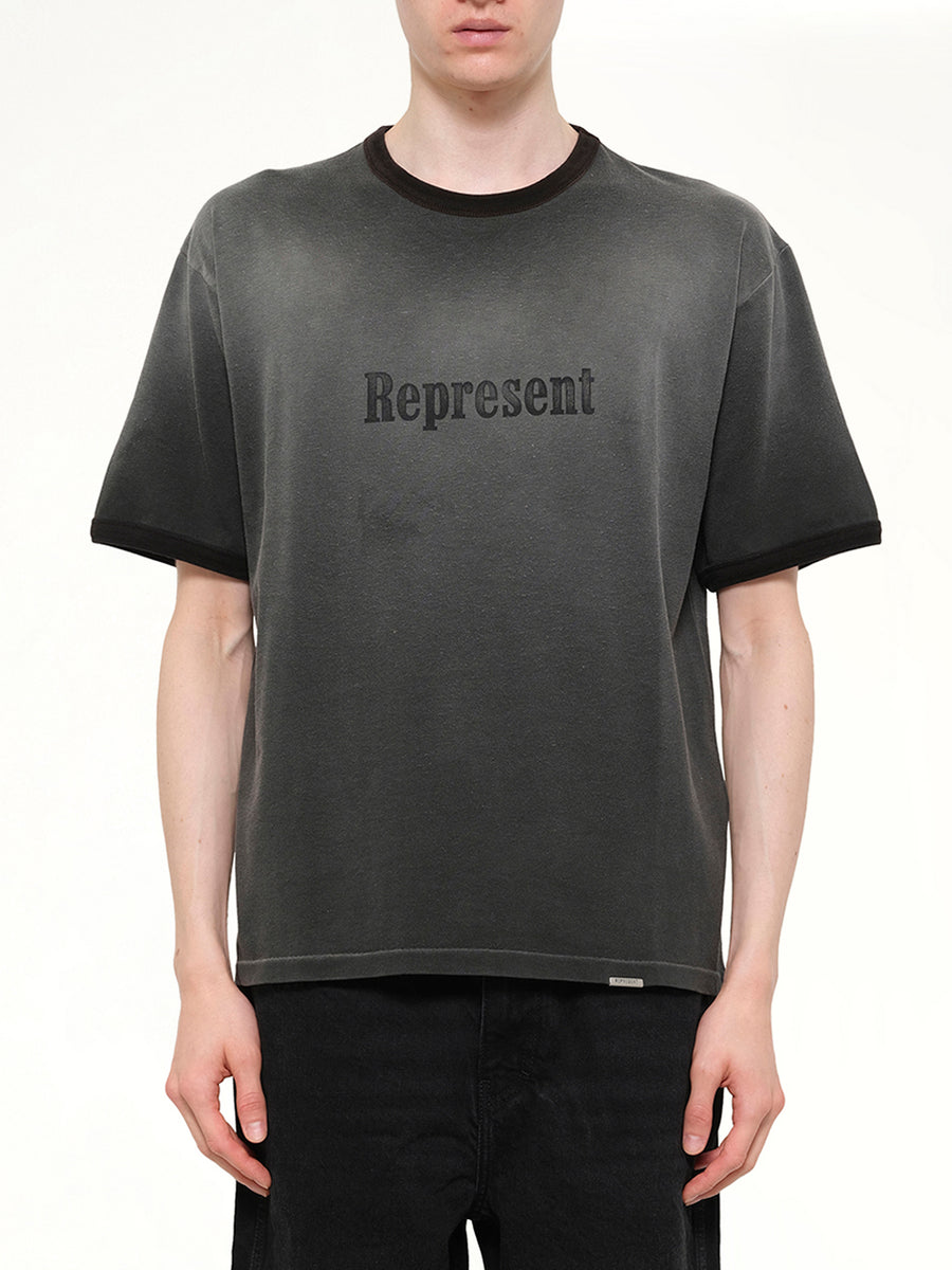 Represent Ringer T-Shirt in Stained Black