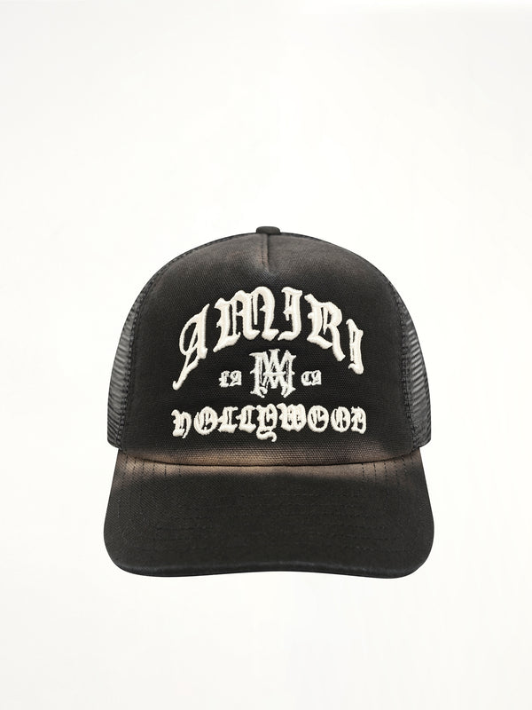 Faded Amiri Hollywood Trucker Hat in Black
