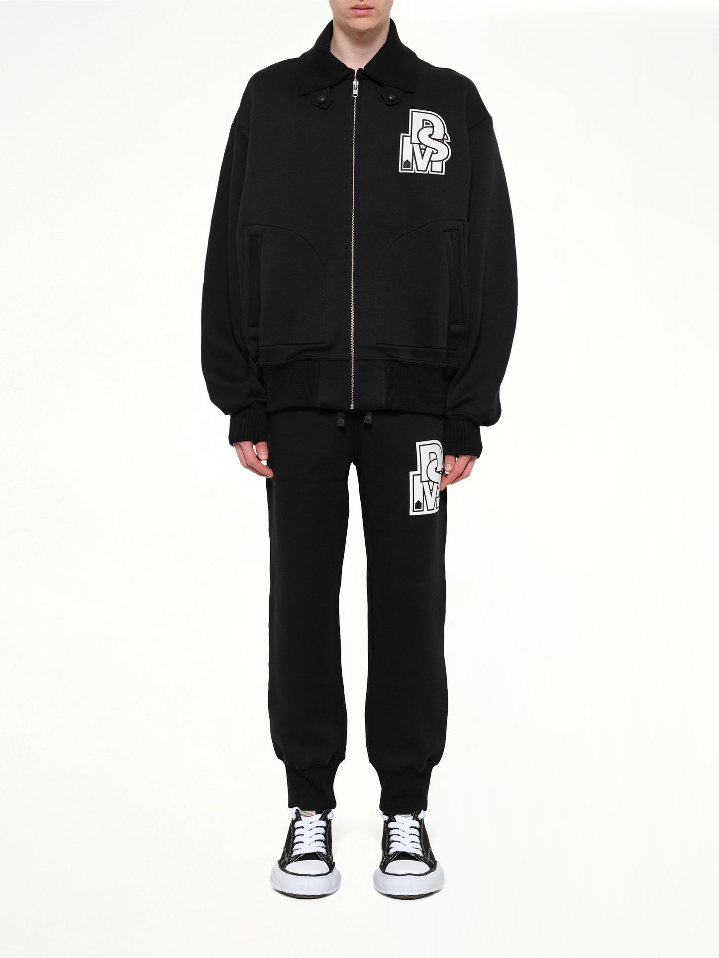 Doublet Knit Varsity Jacket in Black