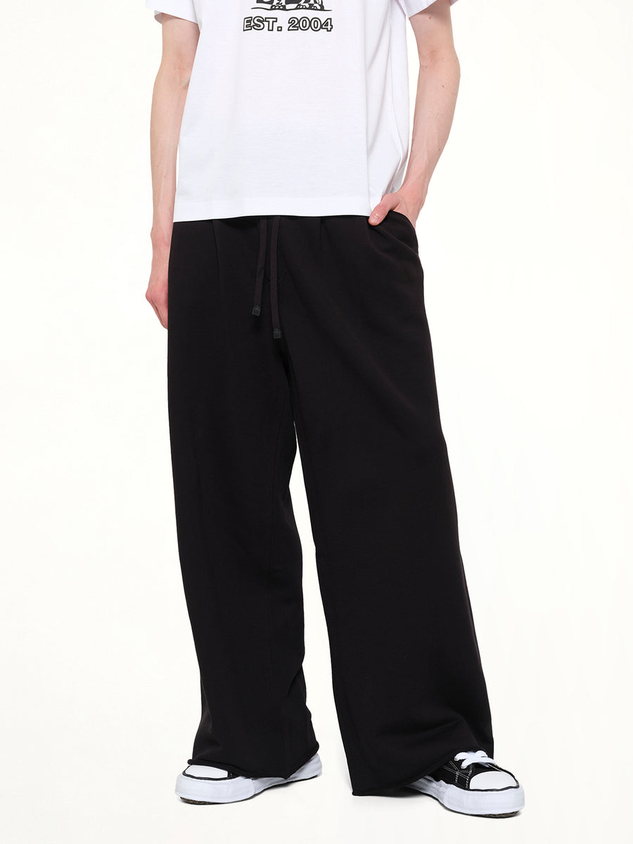 Pile Knit Pleated Pants in Black