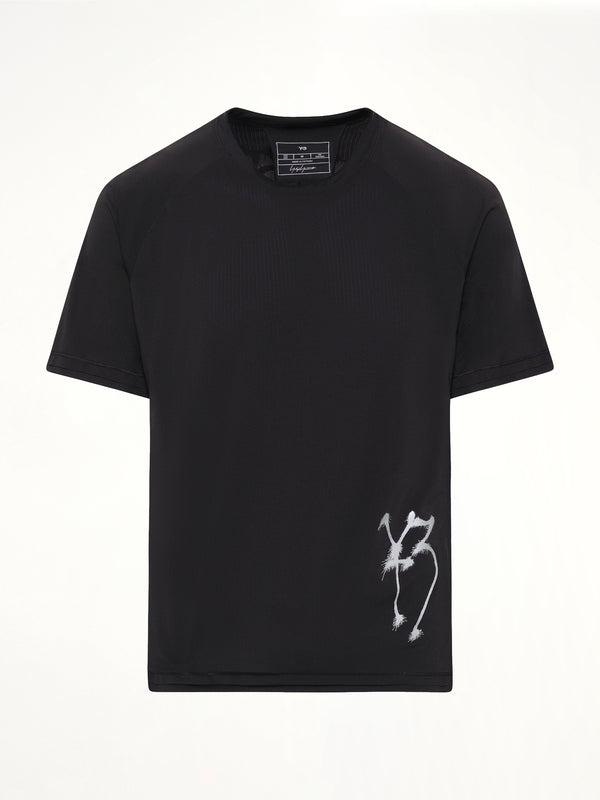 3 Stripe Graphic Run T-Shirt in Black