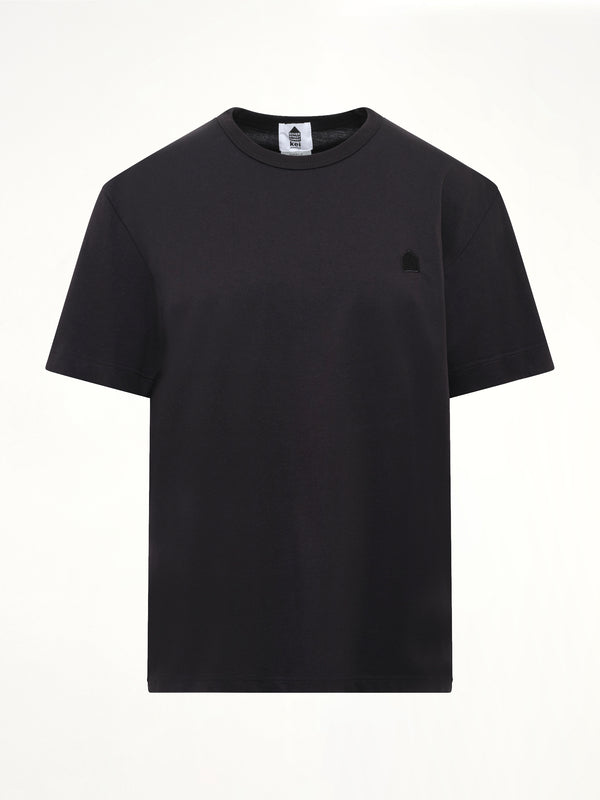 Football Back Print Shortsleeve Knit T-Shirt in Black
