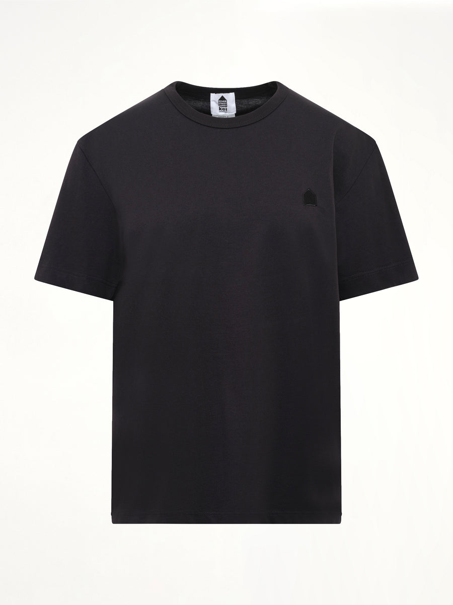 Football Back Print Shortsleeve Knit T-Shirt in Black