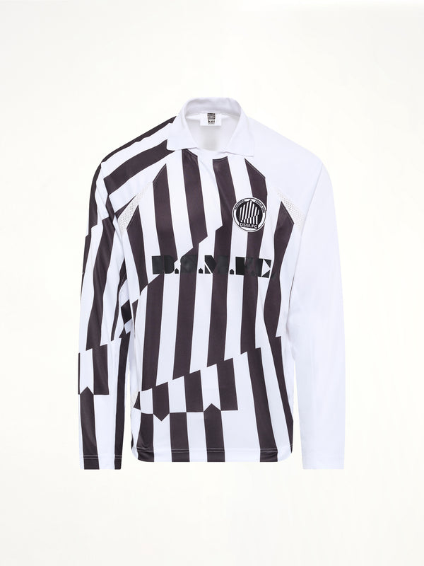 Football Longsleeve 'Home' Polo Knit in Black/White