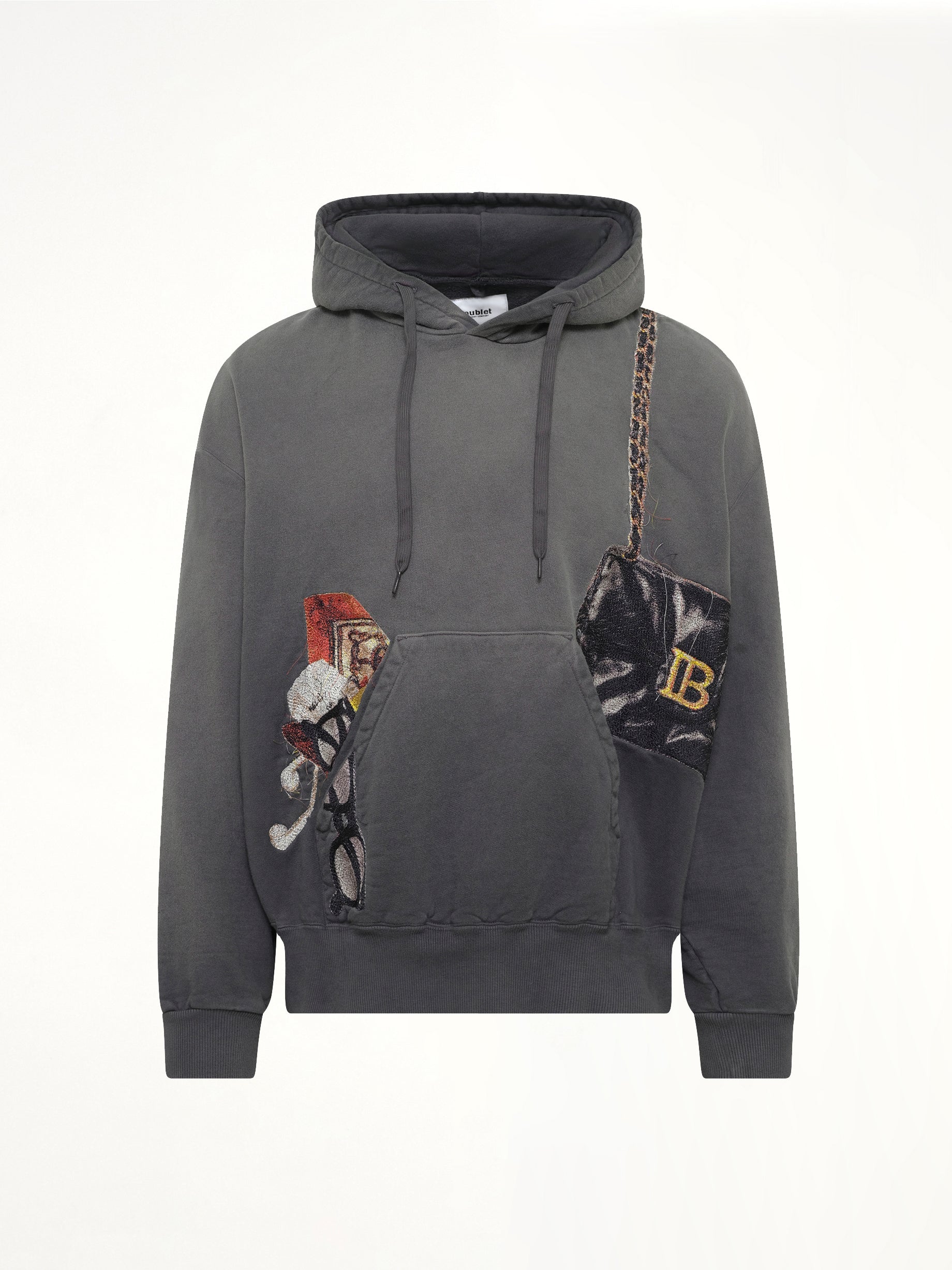 Trompe L’Oeil Embroidery Hoodie in Black