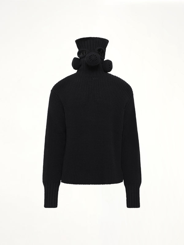 Gas Mask Turtleneck Knit in Black