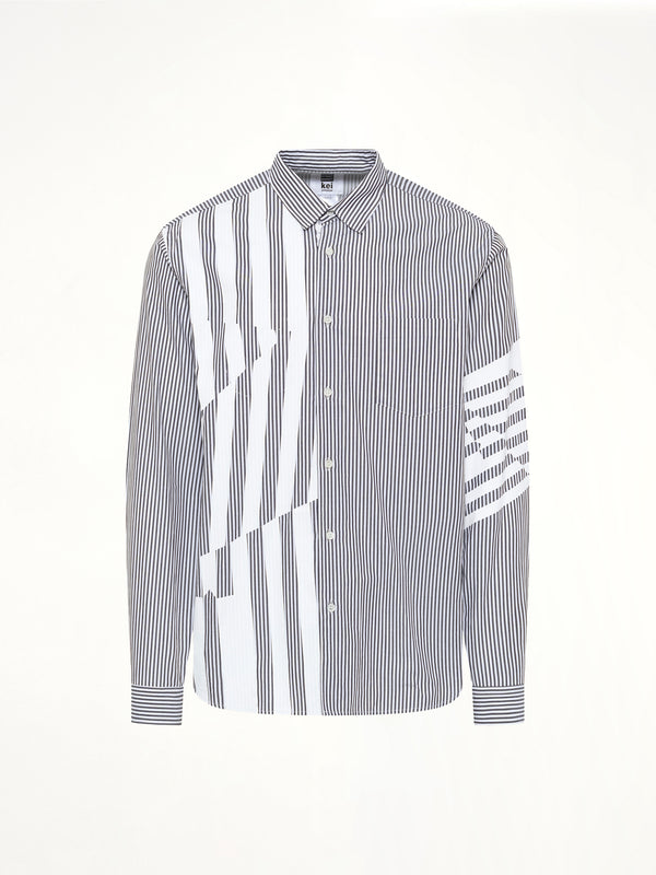 Printed Striped Woven Shirt in Blue