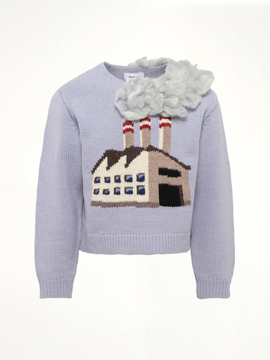 Smoking Factory Intarsia Knit Pullover in Blue