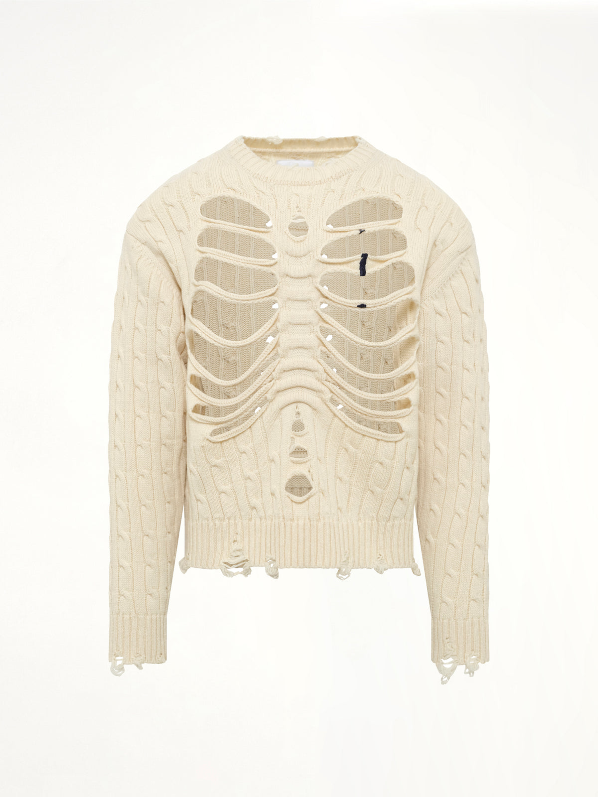 Rib Cage Cable Knit Pullover in Ivory