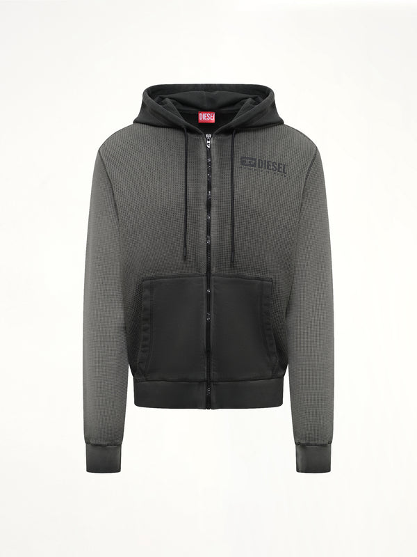 S-WAFY-HOOD-ZIP Hoodie in Washed Black