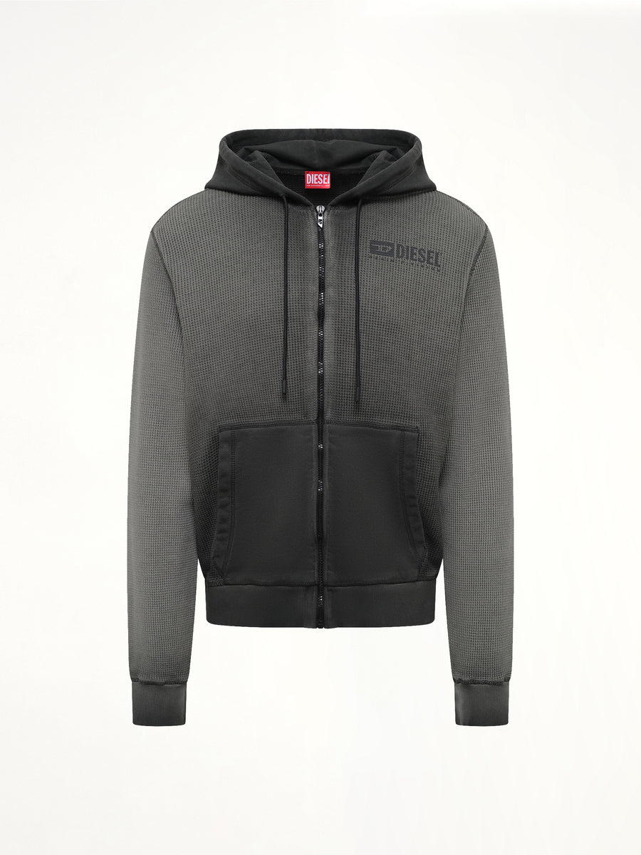 S-WAFY-HOOD-ZIP Hoodie in Washed Black